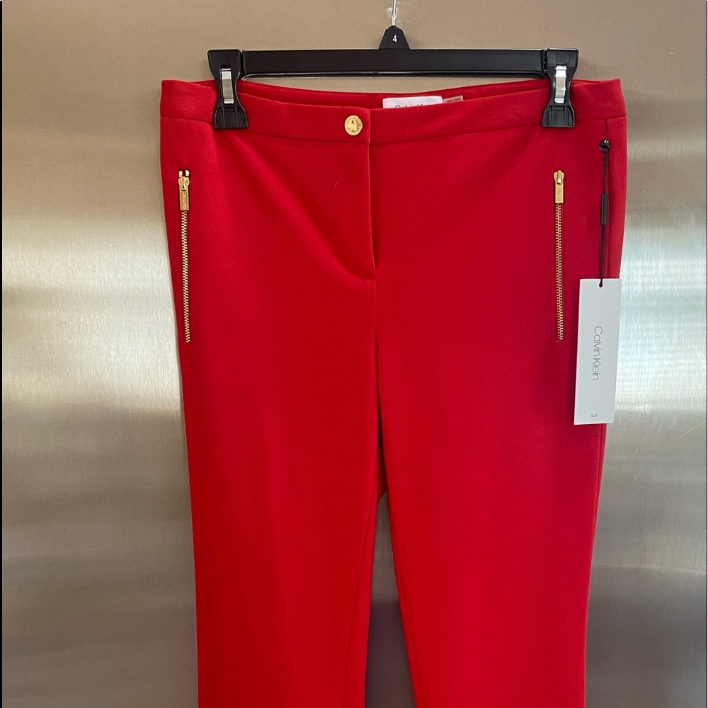 Red Calvin Klein Dress Pants